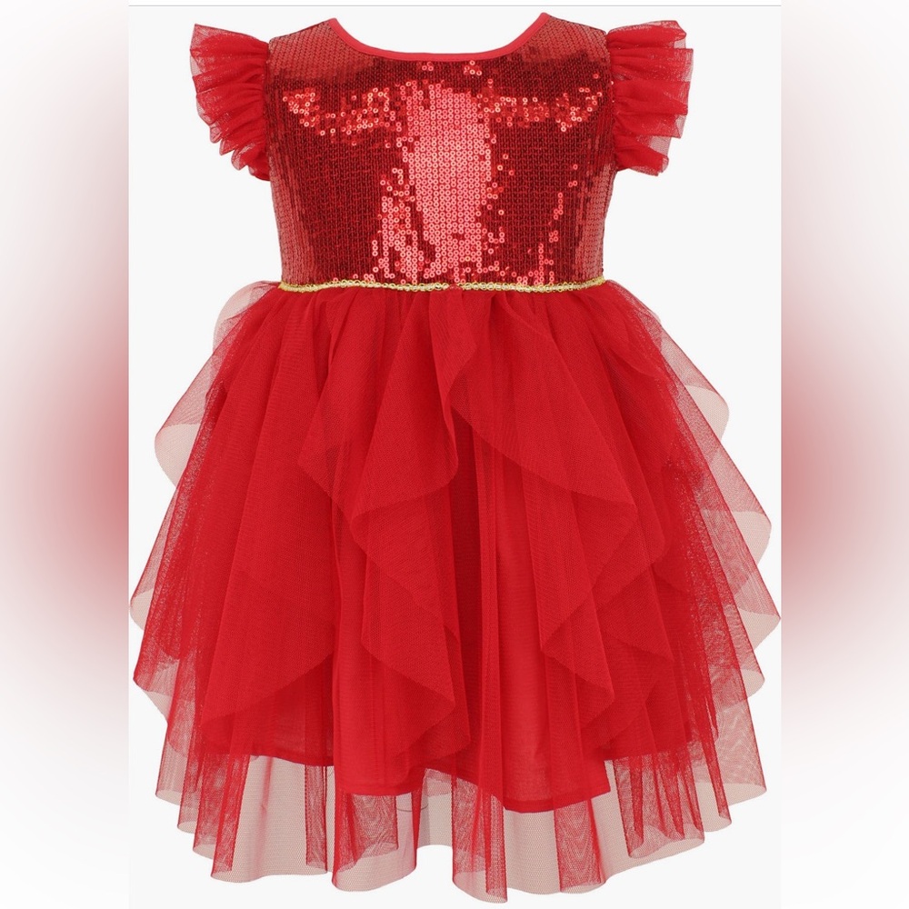 Red Sequin Kids Dress